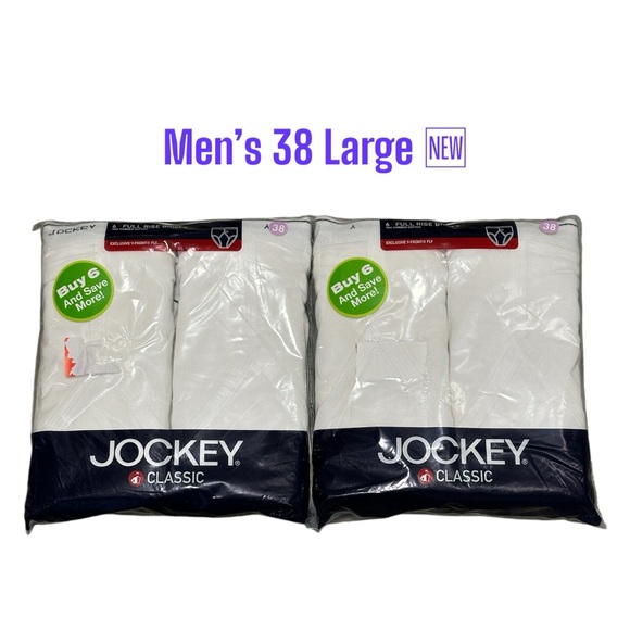 2 Pkg Men’s Vintage Jockey 38 Brief White 2006 Y Front Fly Style 9017 Full Rise - Picture 2 of 8